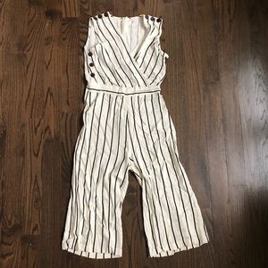 Roolee White Striped Jumpsuit Size Small